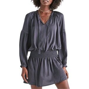 Lucky Brand Drop Waist Mini Long Sleeve Dress in Grey, Size Medium